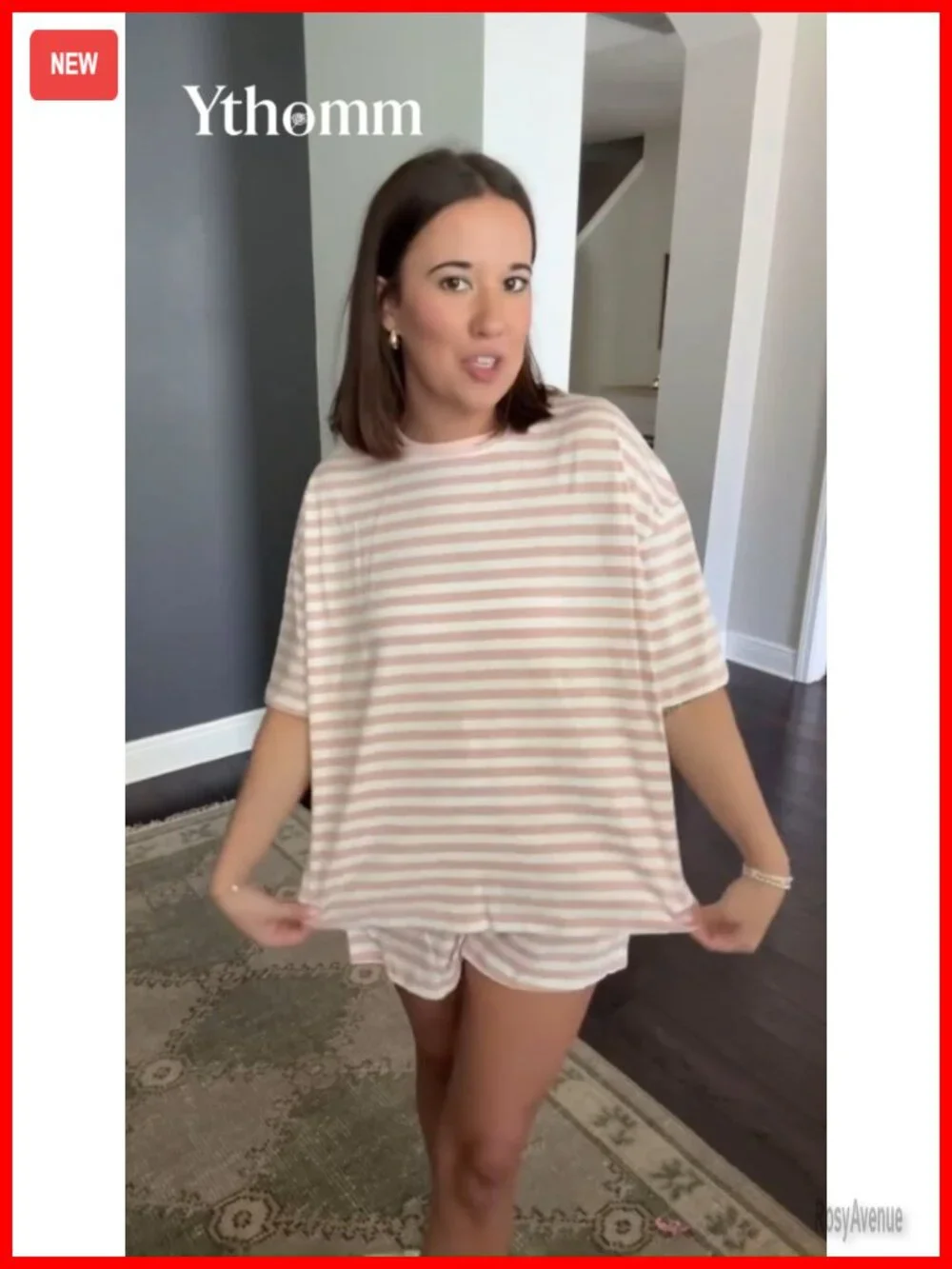 Women 2 Piece Striped Pajama Shorts Set Cotton Blend Lounge Outfits